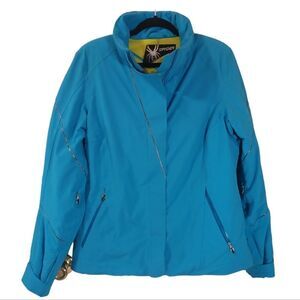 Spyder Permaloft - bright blue hooded snowboard ski winter jacket size 14 womens